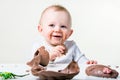 A boy eating chocolate