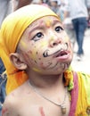 A young boy eating in Festival of Cows( Gaijatra) Royalty Free Stock Photo