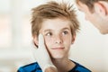 Young boy eye examination by doctor Royalty Free Stock Photo