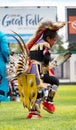 Young Boy Fancy Dancer Dancing at the Little Shell Chippewa Pow Wow in Great Falls, Montana Royalty Free Stock Photo