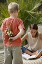 Young boy with flowers Royalty Free Stock Photo