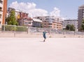 Teenage Boy flying kite on a sunny day Royalty Free Stock Photo