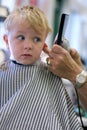 Young Boy getting a haircut