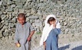 Young childeren along the Karakorum Highway Northern Pakistan