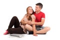 Young boy and girl with laptop computer Royalty Free Stock Photo