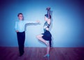 The young boy and girl posing at dance studio Royalty Free Stock Photo