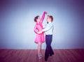 The young boy and girl posing at dance studio Royalty Free Stock Photo