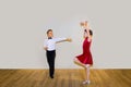 The young boy and girl posing at dance studio Royalty Free Stock Photo