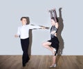 The young boy and girl posing at dance studio Royalty Free Stock Photo