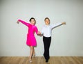 The young boy and girl posing at dance studio Royalty Free Stock Photo