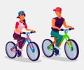 Young boy and girl riding bicycles