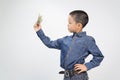 Young boy with happy and smile with american dollar Royalty Free Stock Photo