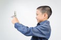 Young boy with happy and smile with bank note Royalty Free Stock Photo