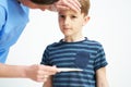 Young boy having chickenpox pictures of skin Royalty Free Stock Photo