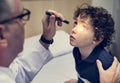 Young boy having his eyes checked Royalty Free Stock Photo