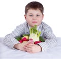 Young boy with healthy food