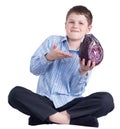 Young boy with healthy food