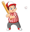 Young boy hitting the ball in a youth Baseball game Royalty Free Stock Photo