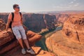 Young boy at the Horse shoe bend in the USA. Royalty Free Stock Photo