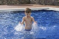 Boy plaiyng in swimming pool Royalty Free Stock Photo