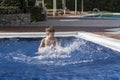 Boy plaiyng in swimming pool Royalty Free Stock Photo