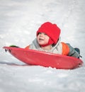 Child Sleighriding Royalty Free Stock Photo