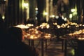 Young boy lighting candles in church Royalty Free Stock Photo