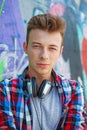 Young boy listening to music Royalty Free Stock Photo