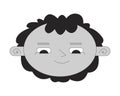 Young boy looking down black and white 2D vector avatar illustration Royalty Free Stock Photo