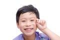 Young boy losing his tooth Royalty Free Stock Photo