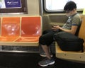 Young Boy on New York City Subway Train