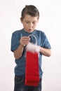 Young boy opening present Royalty Free Stock Photo