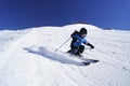 Young boy performing carved ski turn Royalty Free Stock Photo