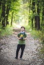 Young boy photographer with camera