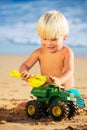 Young boy playing at the beach Royalty Free Stock Photo