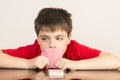 Young boy playing cards Royalty Free Stock Photo