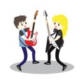 Young boy playing Electric guitar Happy Love music Vector illustration Royalty Free Stock Photo