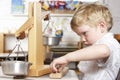 Young Boy Playing at Montessori/Pre-School Royalty Free Stock Photo