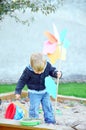 Young boy playing in the sandbox Royalty Free Stock Photo