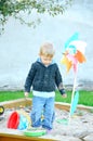 Young boy playing in the sandbox Royalty Free Stock Photo