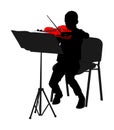 Young boy playing violin silhouette isolated on white background. Classic music performer concert. Musician artist