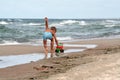 Young Boy Plays on Beach Royalty Free Stock Photo