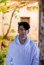 Young boy in an abandoned house Royalty Free Stock Photo