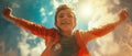 Young Boy Radiates Joy, Embodying Empowering Heroism Royalty Free Stock Photo