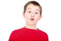 Young boy reacting with a look of amazement Royalty Free Stock Photo