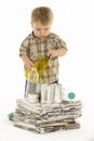 Young Boy Recycling In Studio Royalty Free Stock Photo
