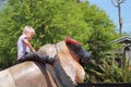 Young Boy Riding Mechanical Bull Royalty Free Stock Photo