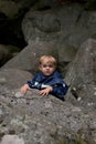 Young boy rock climbing Royalty Free Stock Photo