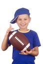 Young boy and rugby ball Royalty Free Stock Photo