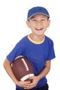 Young boy and rugby ball Royalty Free Stock Photo